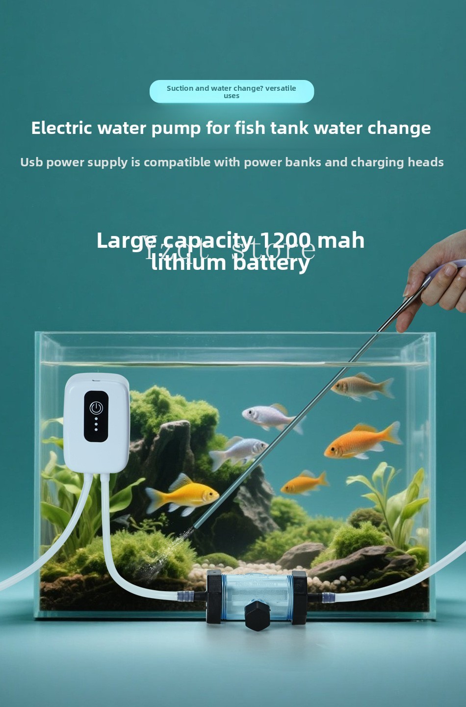 Aquarium Fish Electric - Pompa penghisap kotoran akuarium, alat pembersih