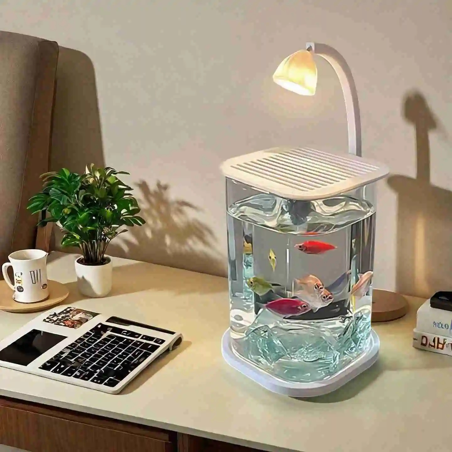 Fish Toy In Aquarium - Akuarium Mini Ikan Cupang Kaca untuk